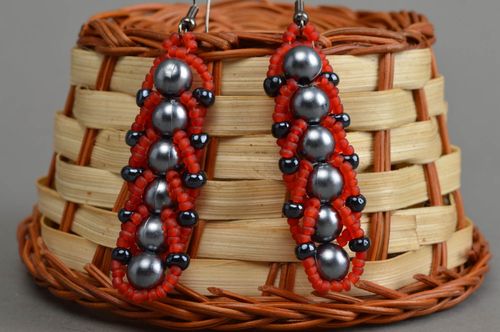 Handmade woven earrings beaded stylish jewelry designer stylish accessories - MADEheart.com
