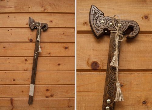 Decorative axe with metal inlay - MADEheart.com