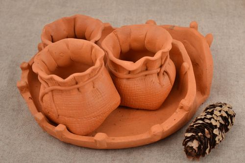 Handmade designer ceramic tableware set 4 pieces spice pots and napkin holder - MADEheart.com