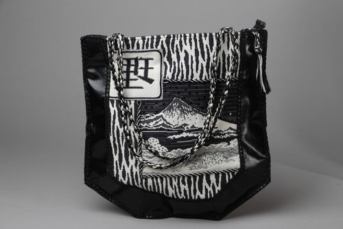 Leather bag with tapestry - MADEheart.com