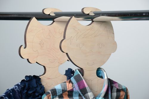 Handmade plywood blank childrens clothes hanger for creative work - MADEheart.com