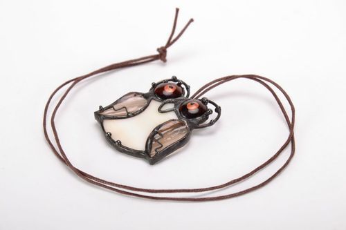Interior stained glass pendant Owl - MADEheart.com