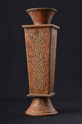 9 inches tall brown color ceramic vase décor 0,8 lb - MADEheart.com