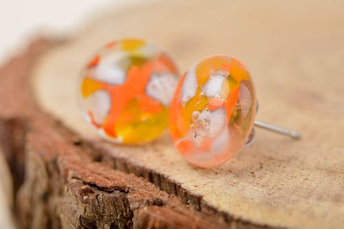 Unusual handmade glass earrings stud earrings design artisan jewelry designs - MADEheart.com