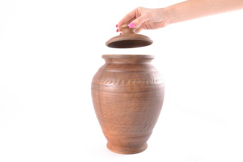 150 oz ceramic handmade 12 inches jar with lid 4,32 lb - MADEheart.com