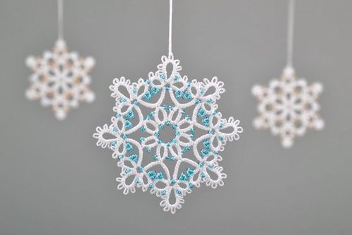 Christmas tree decoration Blue snowflake - MADEheart.com