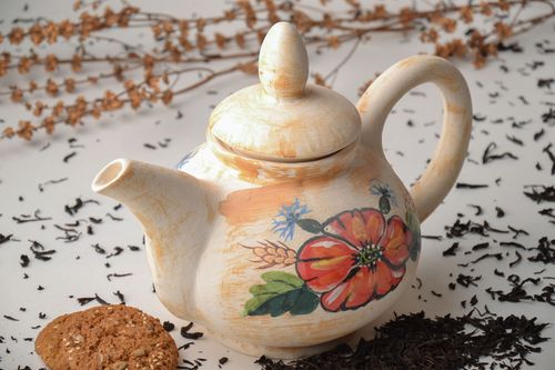 Handmade ceramic teapot with painting - MADEheart.com