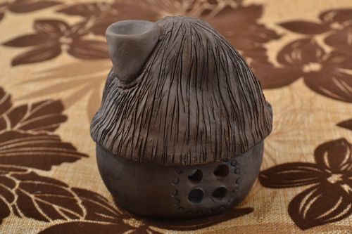 Clay oil burner in the form of small brown house beautiful handmade decor - MADEheart.com