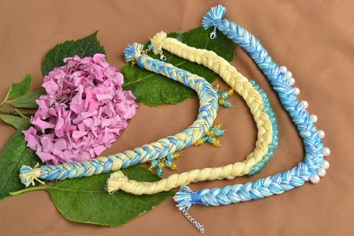 Designer bijouterie handmade necklaces made of threads fabric accessories - MADEheart.com