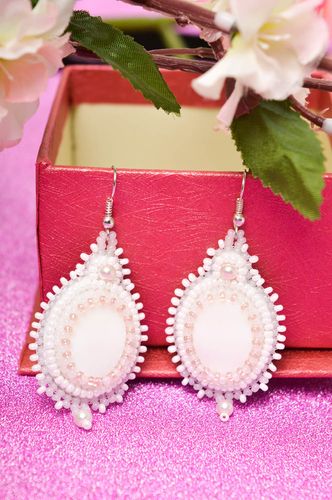 Beautiful handmade beaded earrings stylish leather earrings beautiful jewellery - MADEheart.com