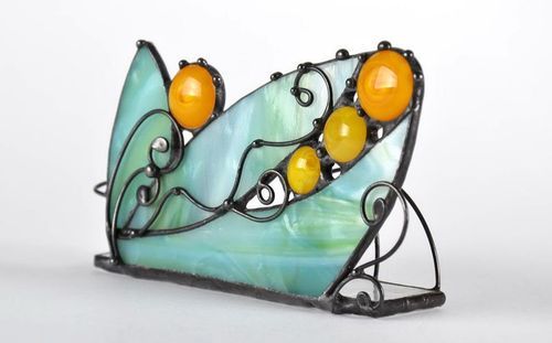 Stained glass business cards holder - MADEheart.com