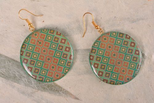 Earrings made of epoxy resin with decoupage print summer handmade accessory - MADEheart.com