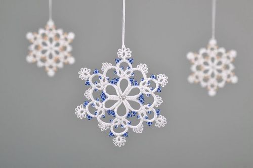 Christmas tree lace hanging decoration made of cotton Snowflake - MADEheart.com