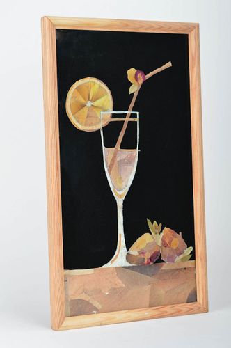 Handmade picture oshibana designer decoration with leaves and flowers Glass - MADEheart.com