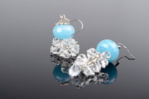 Earrings with aquamarine and crystal - MADEheart.com