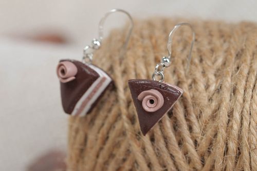 Polymer clay earrings handmade long earrings with charms delicate earrings - MADEheart.com