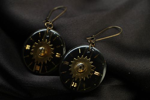 Unusual metal earrings in steampunk style Time - MADEheart.com