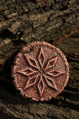 Ceramic individual amulet unusual handmade pendant stylish ethnic pendant - MADEheart.com