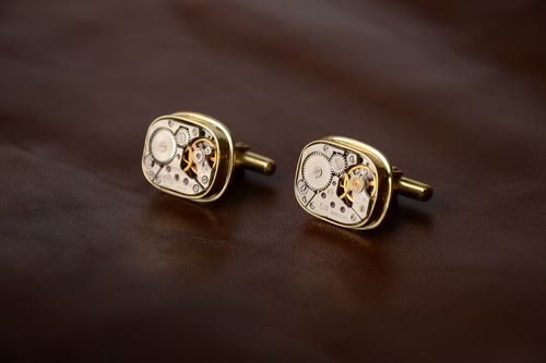 Handmade brass steampunk cufflinks unusual unisex beautiful accessory - MADEheart.com