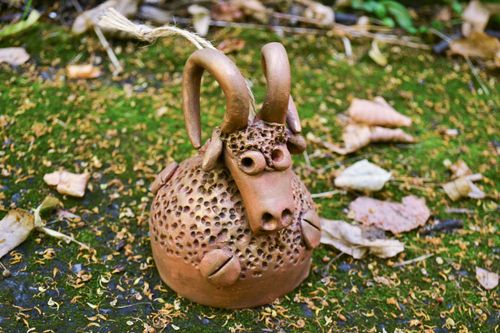 Handmade clay toy unusual home decor ideas ceramic designer bell cute souvenir - MADEheart.com