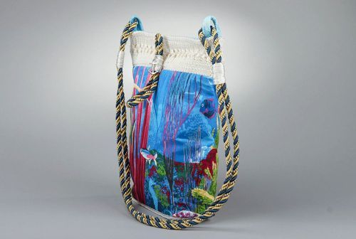 Bag with marine print, handmade - MADEheart.com