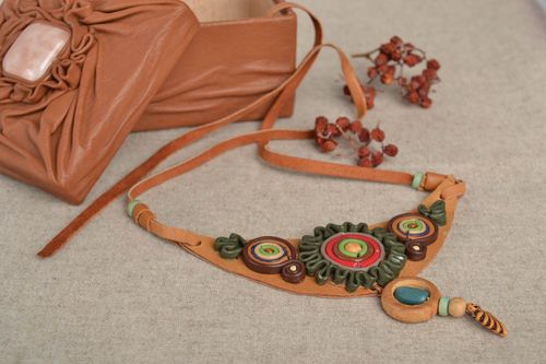 Handmade necklace designer necklace flower necklace leather jewelry gift ideas - MADEheart.com