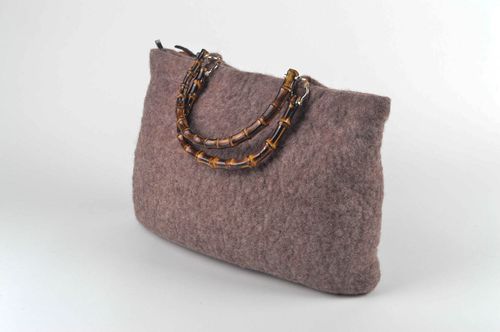Women handbag designer felted bag with roses stylish handmade bag for ladies - MADEheart.com