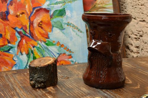6 inch dark brown porcelain handmade vase for home décor 0,93 lb - MADEheart.com