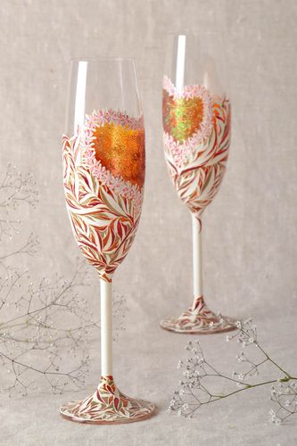 Handmade champagne glasses 2 champagne flutes 400 ml wedding gift idea - MADEheart.com