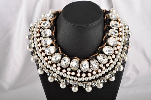 Handmade necklace rhinestone jewelry pearl necklace design necklace women gift - MADEheart.com