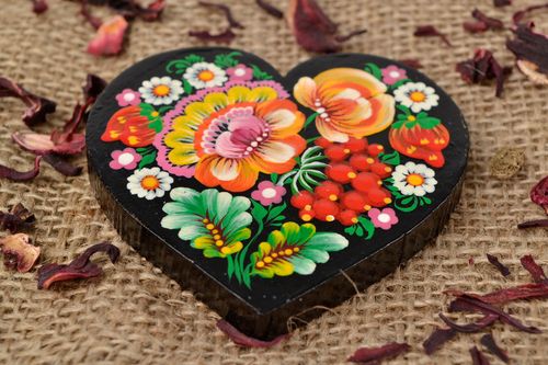 Handmade fridge magnet stylish wooden souvenir unusual cute heart magnet - MADEheart.com
