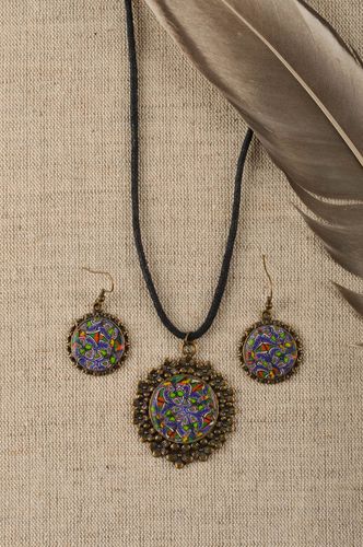 Handmade pendant and earrings elite jewelry set stylish cute accessories - MADEheart.com