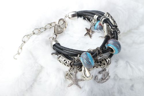 Lampwork glass bracelet in marine style - MADEheart.com