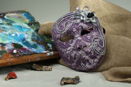Papier mache carnival mask Lady in purple - MADEheart.com