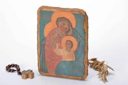 Reproduction of the icon on wood The Holy Family - MADEheart.com
