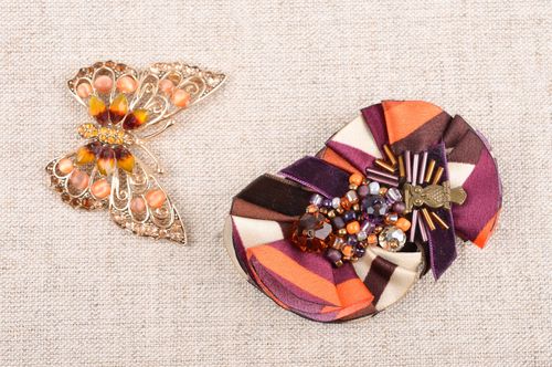 Handmade jewelry flower brooch ribbon brooch designer accessories brooch pin - MADEheart.com