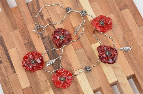Handmade necklace glass beads necklace fashion jewelry lampwork glass accessory - MADEheart.com