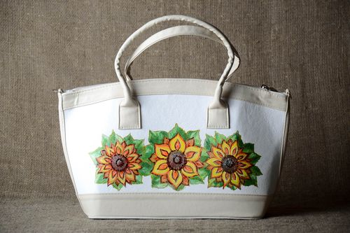 Handmade painted handbag leatherette purse summer accessories stylish handbag - MADEheart.com