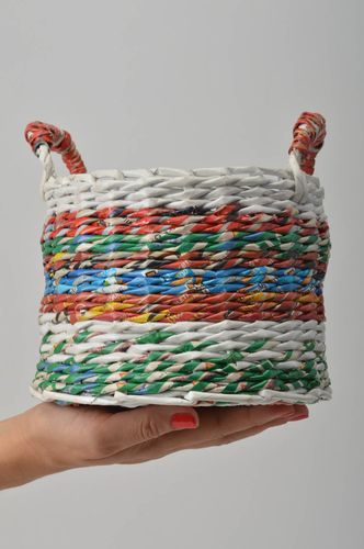 Beautiful handmade woven basket decorative newspaper basket home design - MADEheart.com