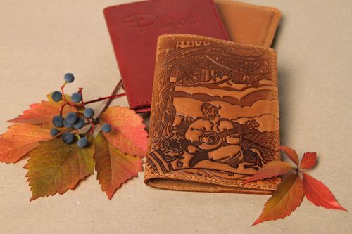 Unusual handmade passport cover cool cover for documents leather goods - MADEheart.com