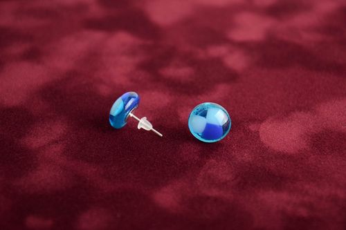 Beautiful handmade earrings made using glass fusing technique blue accessory - MADEheart.com