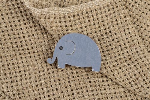 Handmade wooden brooch exclusive beautiful jewelry blue elephant accessory - MADEheart.com