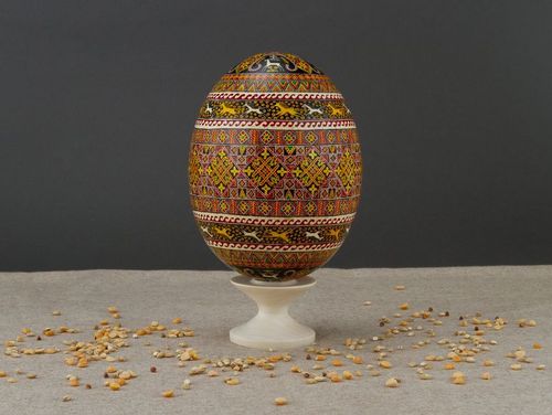 Ostrich Easter Egg with hand painting - MADEheart.com