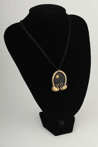 Handmade jewelry leather pendant metal pendant women pendant with cord girl gift - MADEheart.com