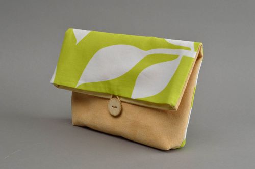 Stylish handmade beauty bag unusual faux suede beauty bag fashion accessories - MADEheart.com