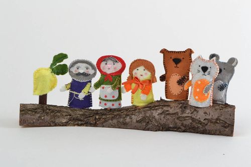 Bright handmade childrens felt puppet toys set 7 pieces Turnip fairy tale - MADEheart.com