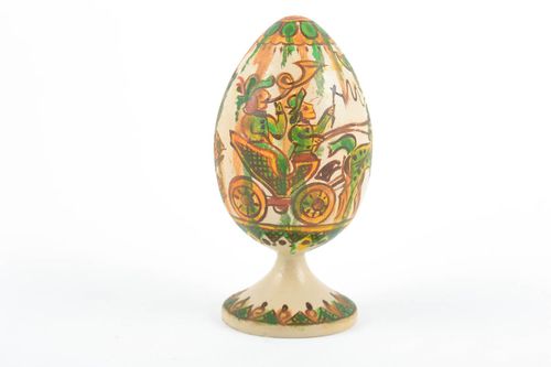 Wooden decorative egg painted with oils handmade designer Easter interior ideas - MADEheart.com