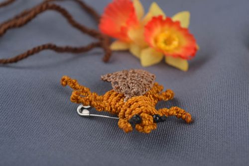 Handmade brooch homemade jewelry macrame jewelry fashion accessories gift ideas - MADEheart.com