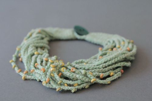 Linen necklace with ceramic beads - MADEheart.com