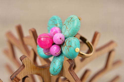 Beautiful natural stones ring handmade jewelry stylish ring women present  - MADEheart.com